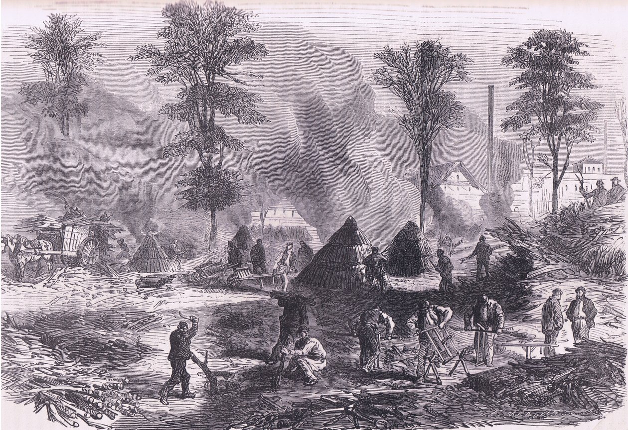 Att göra träkol för krut, Cassells historia om kriget mellan Frankrike och Tyskland publicerad av Cassell and Company Limited, ca 1890 (litho) av German School