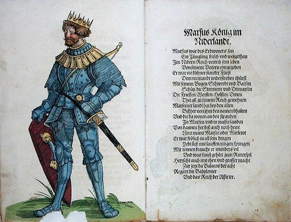 Marcus, kung av Nederländerna, från "Ursprunget till de första tolv gamla kungarna och prinsarna av den tyska nationen" av German School