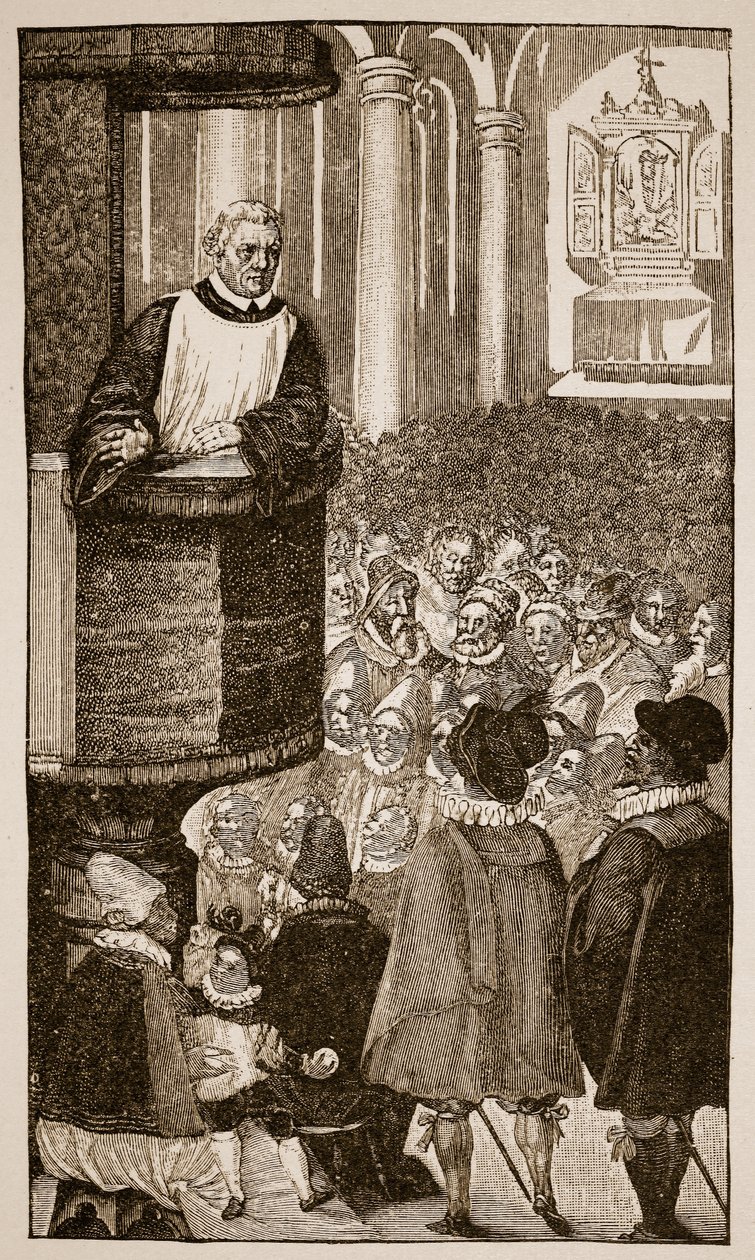 Martin Luther predikar, ca 1517 av German School