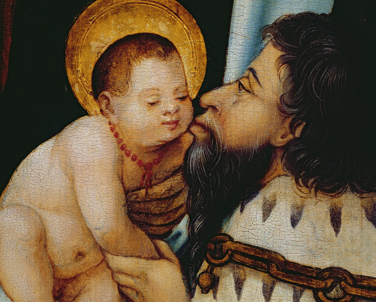 Melchior kysser spädbarnet Jesus av German School