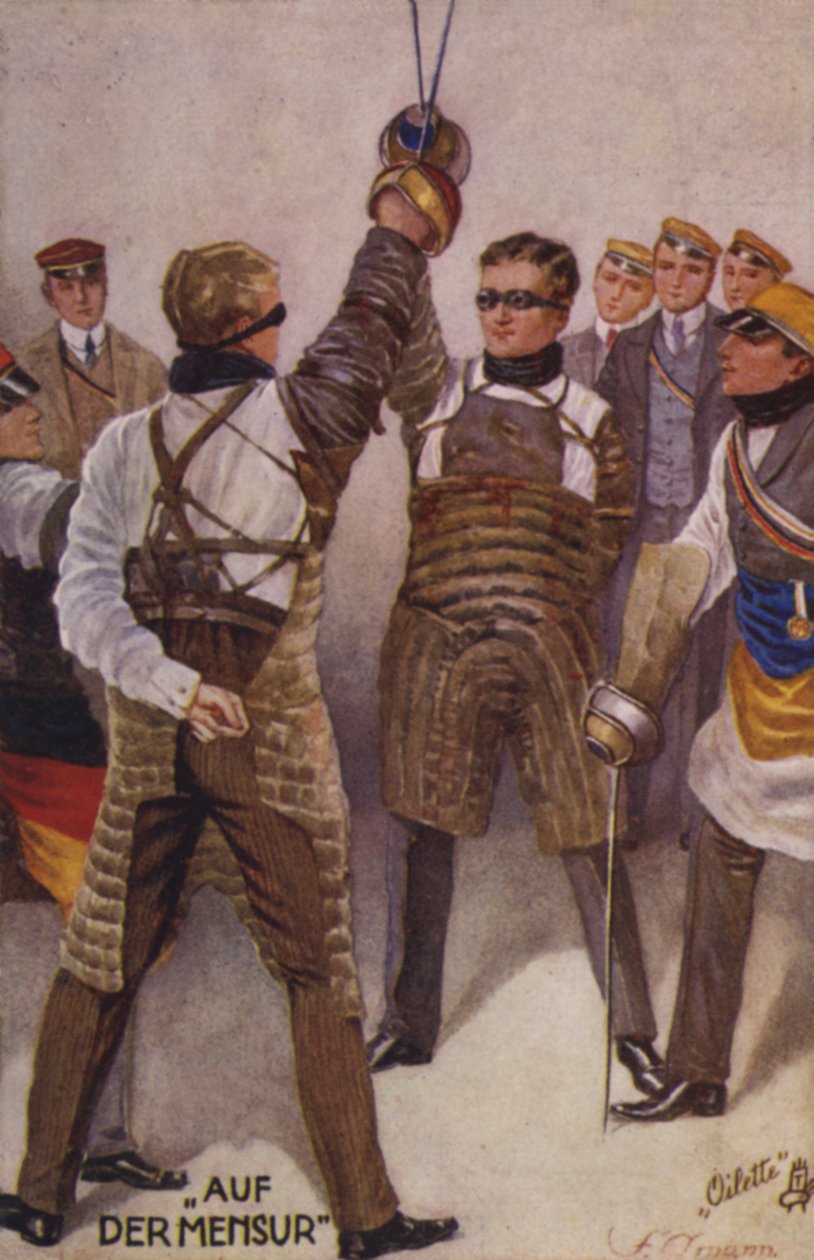 Mensur (färglitografi) av German School