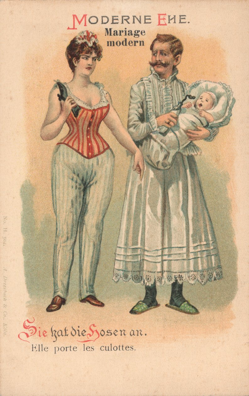 Modernt äktenskap (chromolitho) av German School