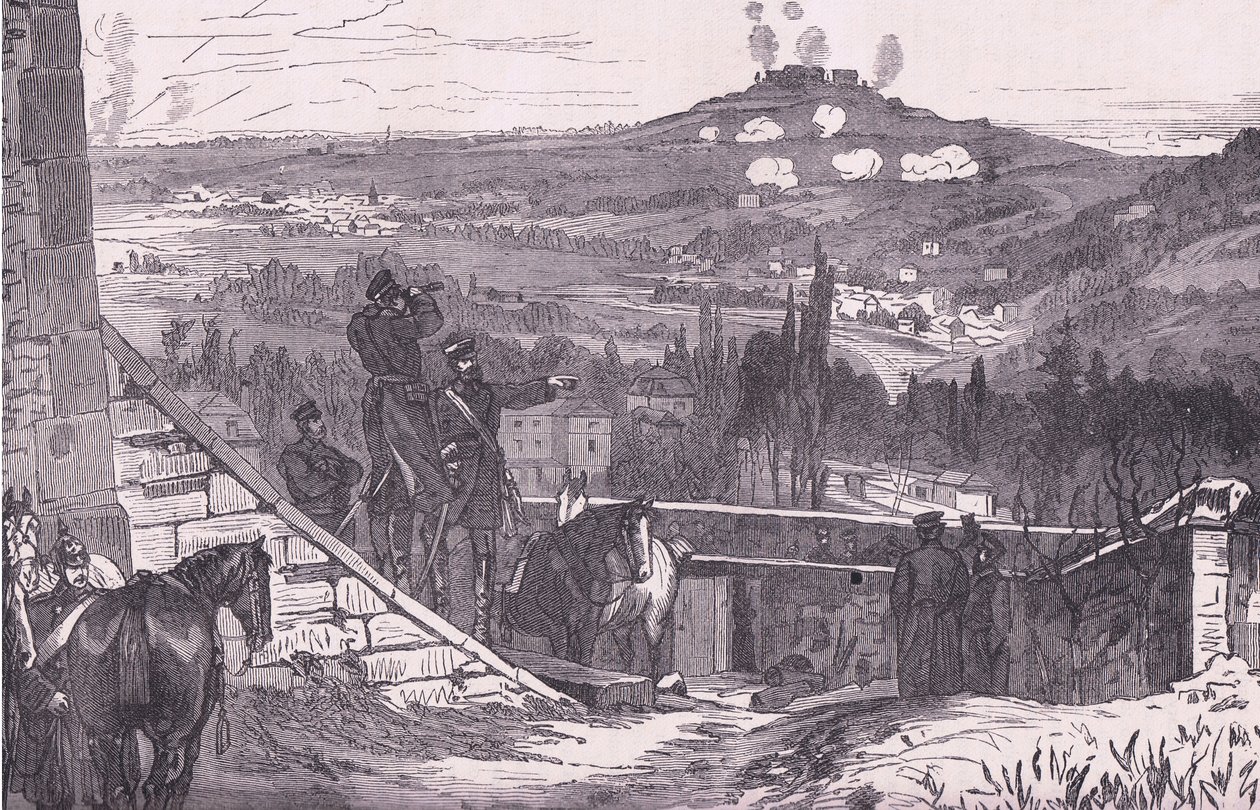 Mount Valerien under belägringen, Cassells historia om kriget mellan Frankrike och Tyskland publicerad av Cassell and Company Limited, c.1890 (litho) av German School