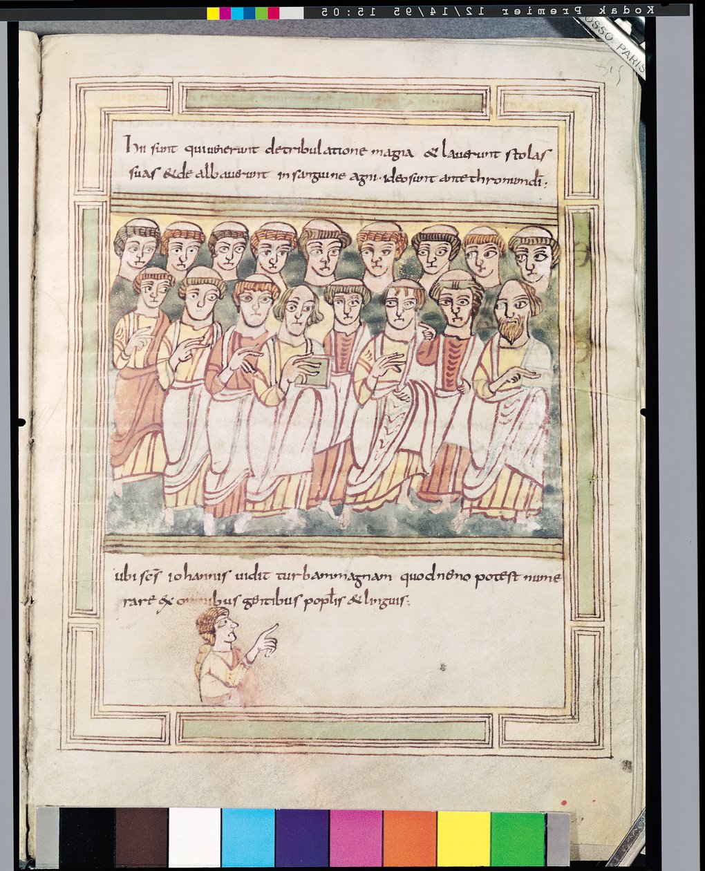 Ms 99 fol.15v Grupp på sjutton män, från Apocalypse de Valenciennes av German School