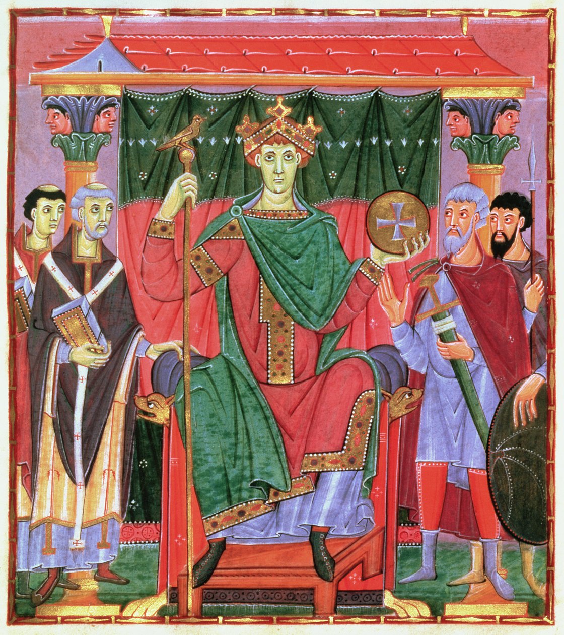Ms Cim.4453 f.42r den helige romerske kejsaren Otto III på tronen (980-1002), c.998 av German School
