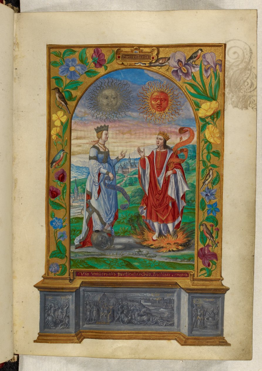Ms Harley 3469 f.10 Miniatyr av en kung och drottning med rullar, från 