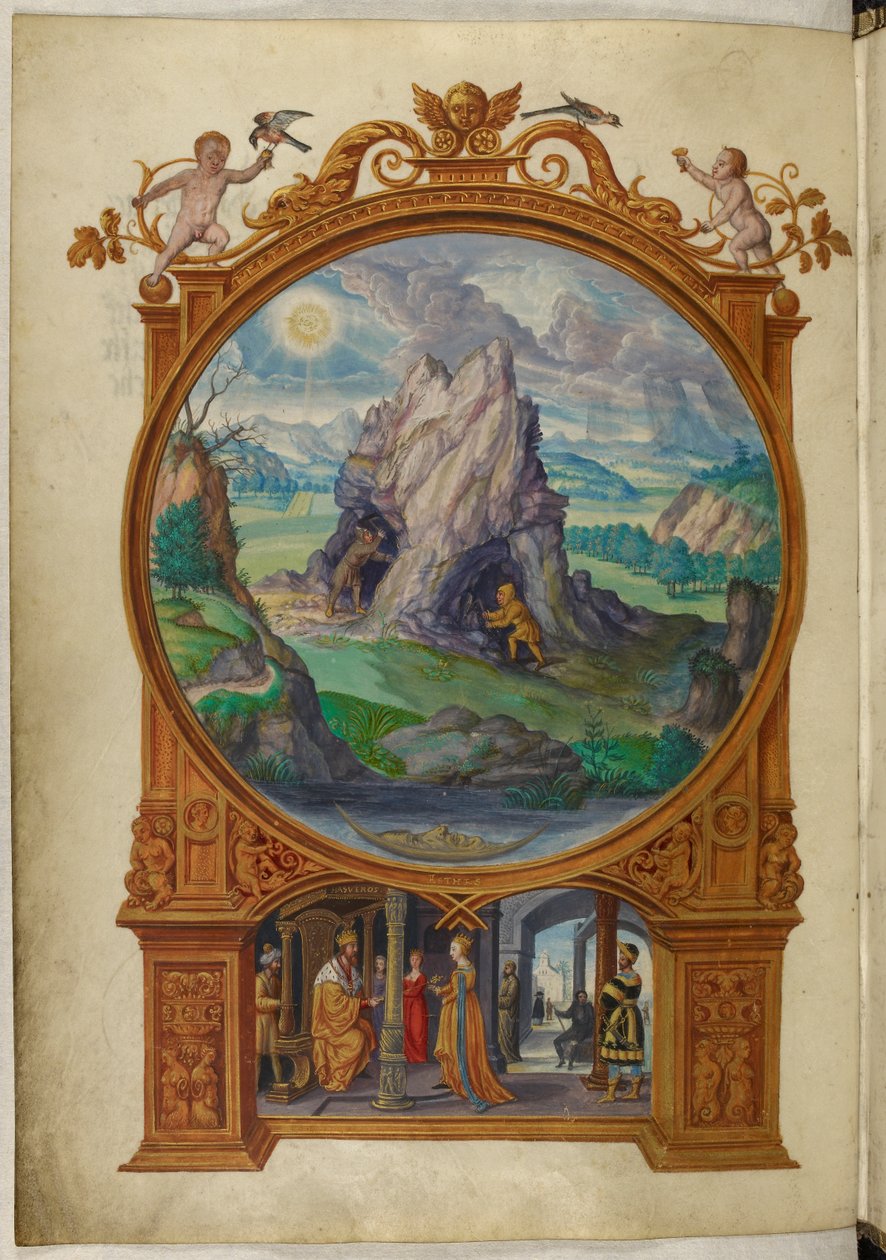 Ms Harley 3469, f.13v Alkemister söker guld, den första liknelsen, från 