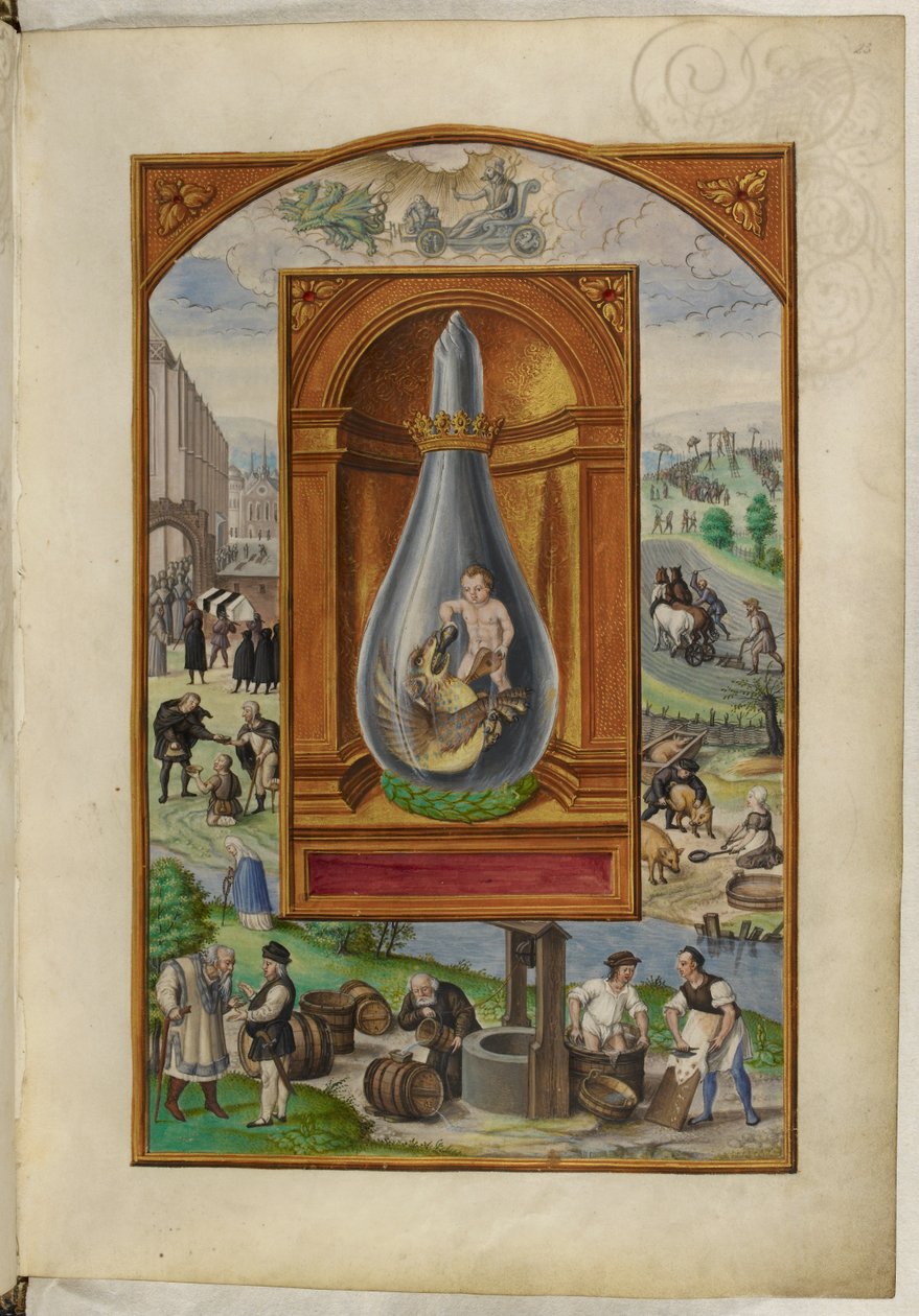 Ms Harley 3469, f.23 Barn och drake i kolv, den fjärde avhandlingen, från 