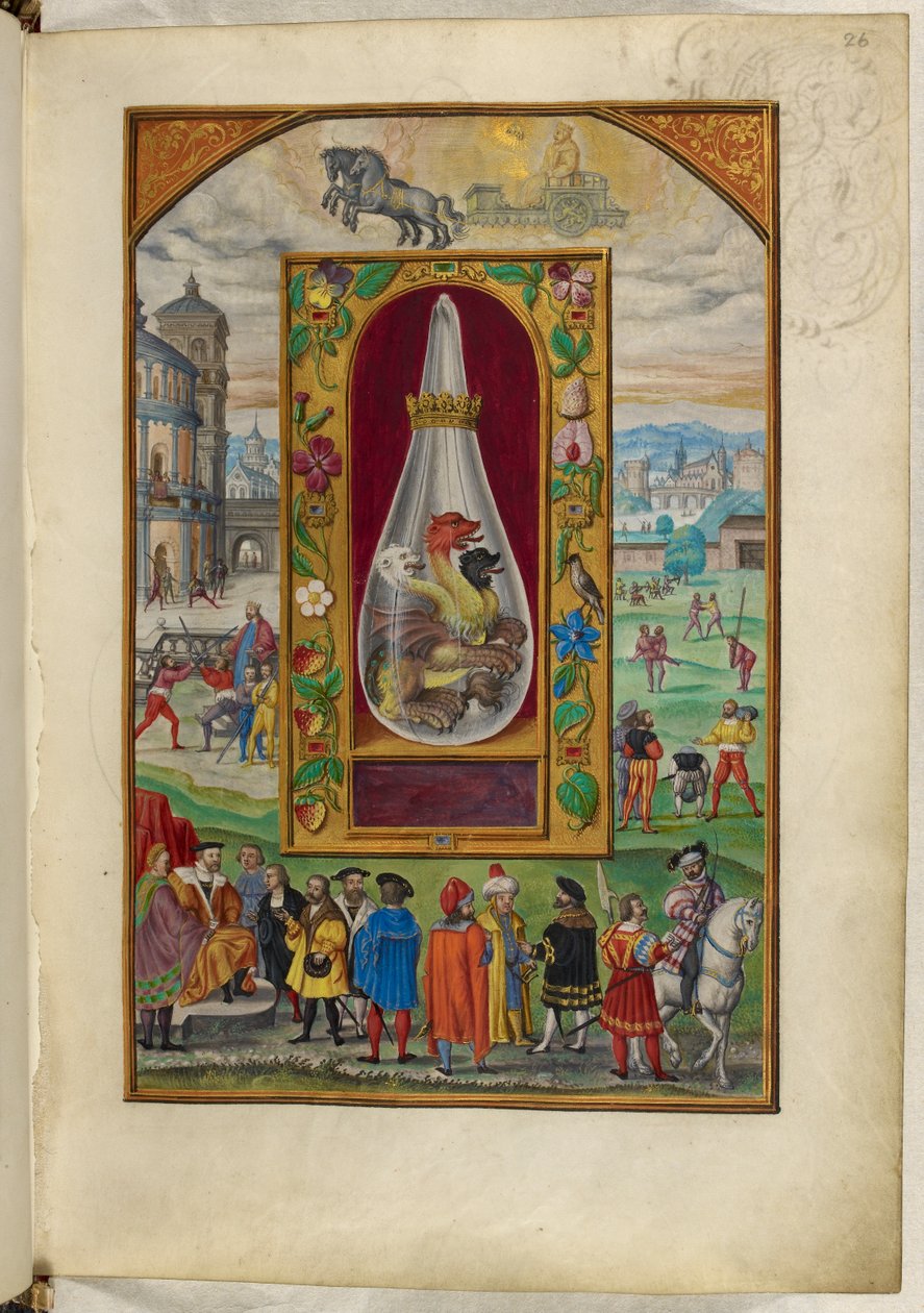 Ms Harley 3469, f.26 Trehövdad drake i kolv, den fjärde avhandlingen, från 