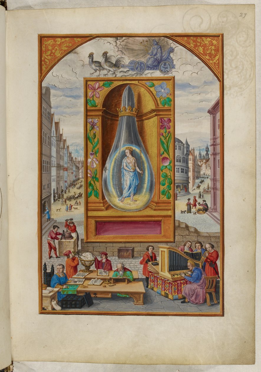 Ms Harley 3469, f.27 En drottning i en kolv, den fjärde avhandlingen, från 