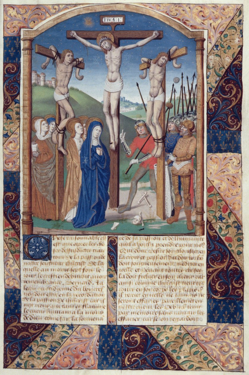 Ms Hunter 36 Crucifixion, från Vita Christi, av Ludolf av Sachsen, ca 1300-7778 av German School