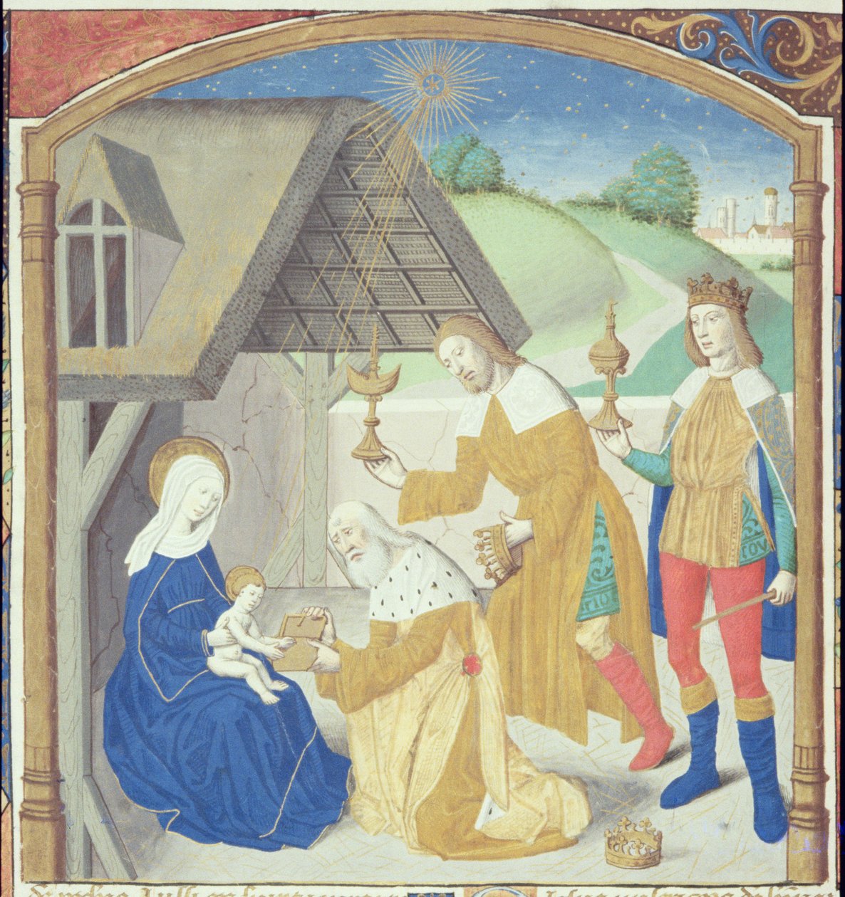 Ms Hunter 36 f.44r Nativity, från Vita Christi, av Ludolf av Sachsen, c.1300-7778 av German School