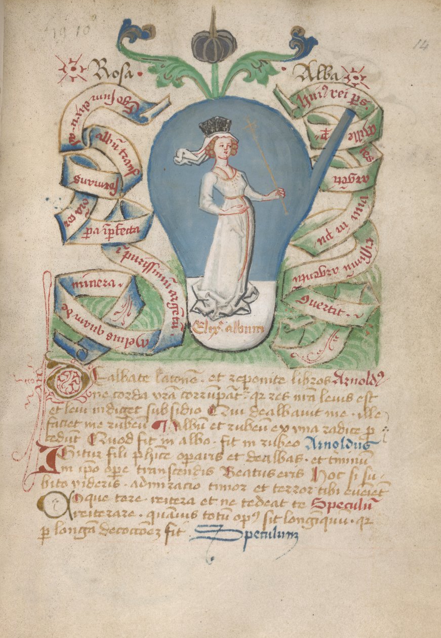 Ms Sloane 2560, f.14 från Alchemical Treatises, sent 1400-tal (vellum) av German School