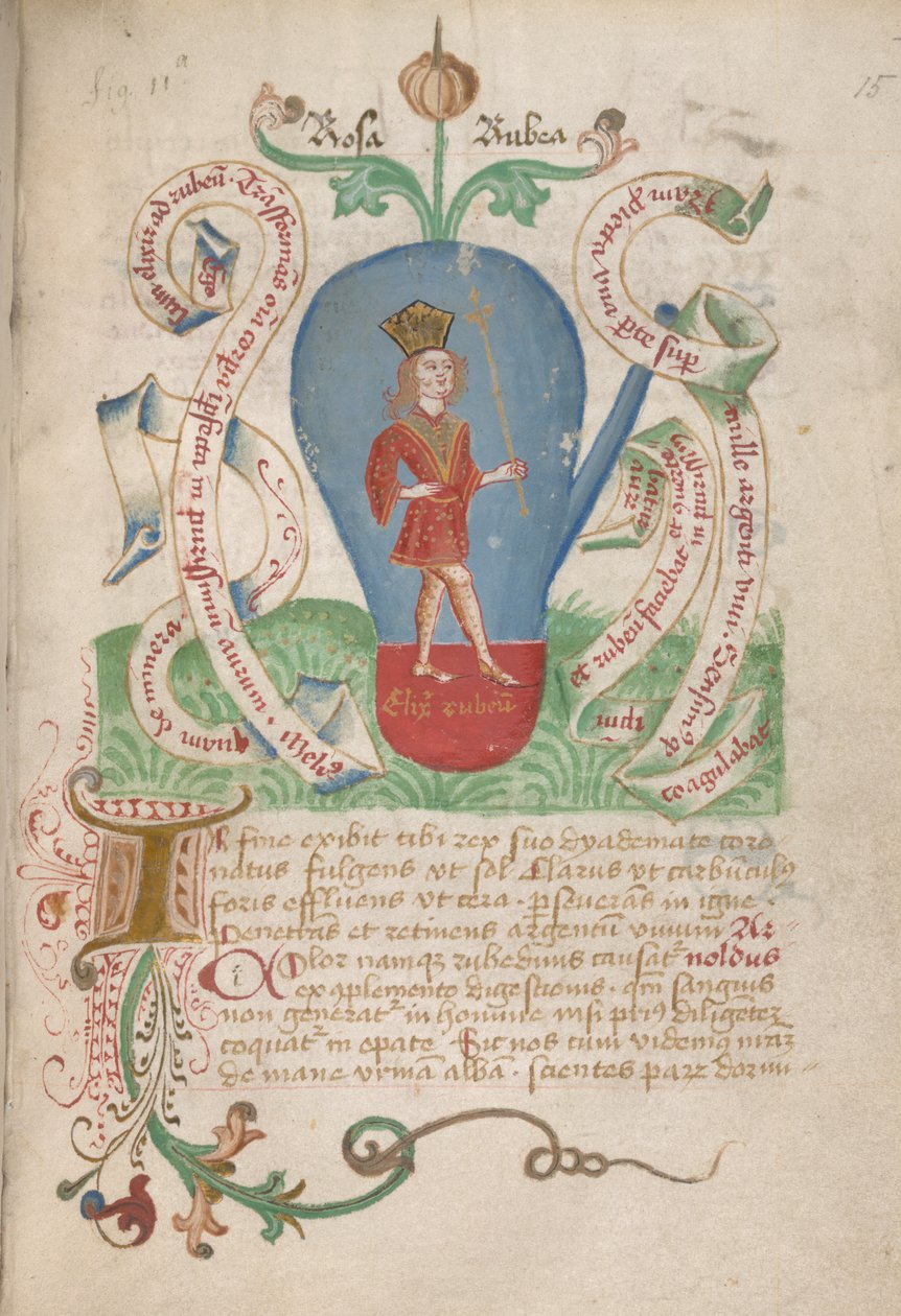 Ms Sloane 2560, f.15 från Alchemical Treatises, sent 1400-tal (vellum) av German School