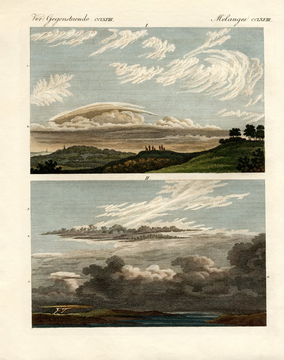 Molnens naturhistoria (färgad gravyr) av German School