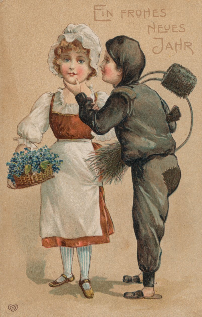 Nyårskort (färglitografi) av German School