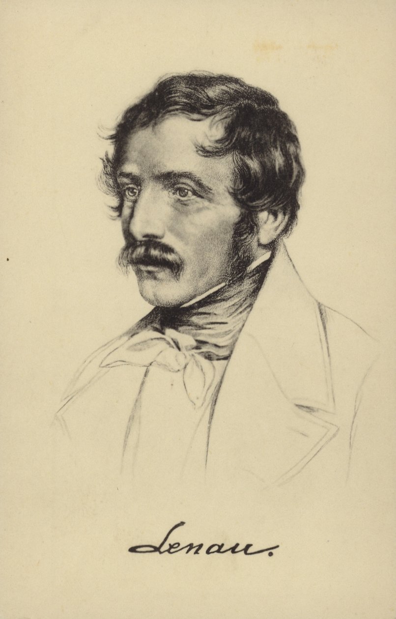 Nikolaus Lenau (1802-1850), österrikisk poet (litografi) av German School