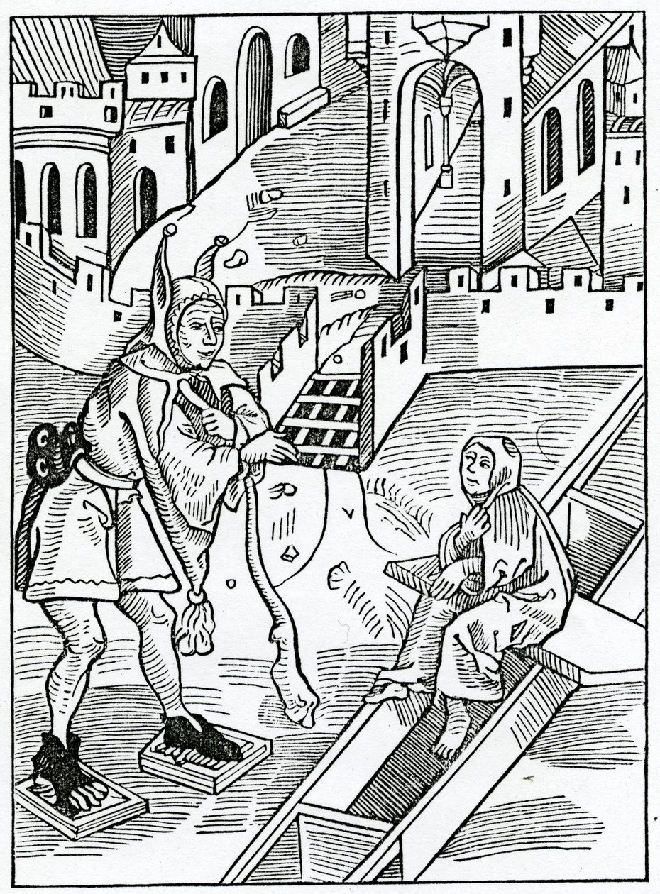 Av förakt eller förakt för den heliga skriften, illustration från Alexander Barclays engelska översättning av 