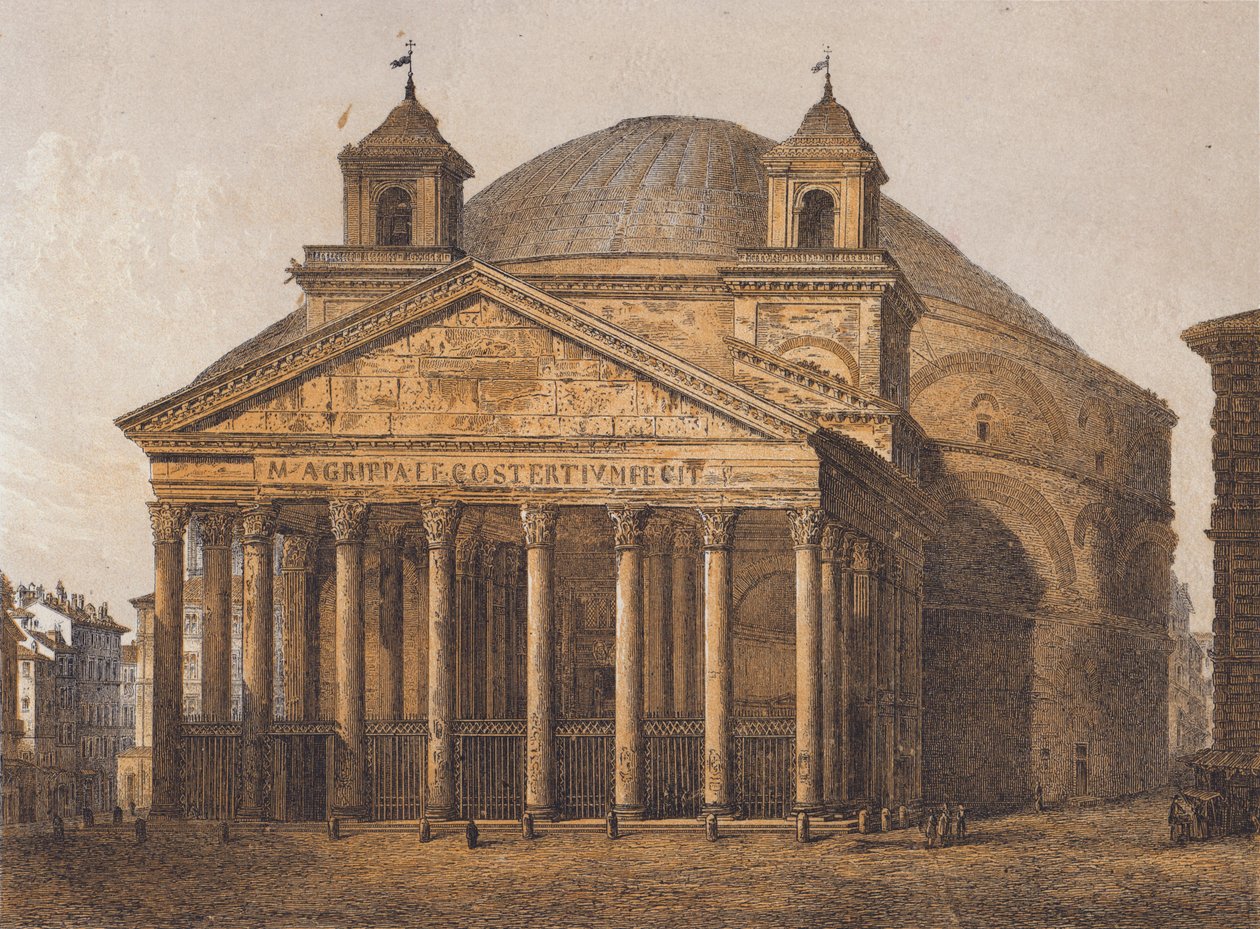 Pantheon, Rom (färglitografi) av German School