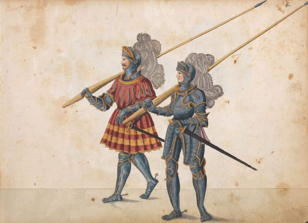 Parad för en turnering, ca 1640 (penna och bläck, akvarell och tvättar) av German School