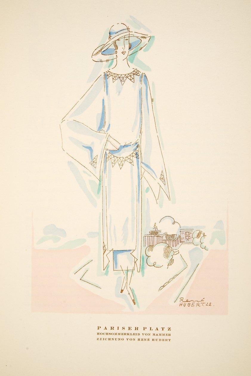 Pariser Platz, Summer outfit av Hammer, från Styl, pub.1922 (pochoir-tryck) av German School