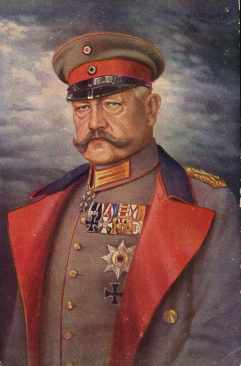 Paul von Hindenburg (färglitografi) av German School