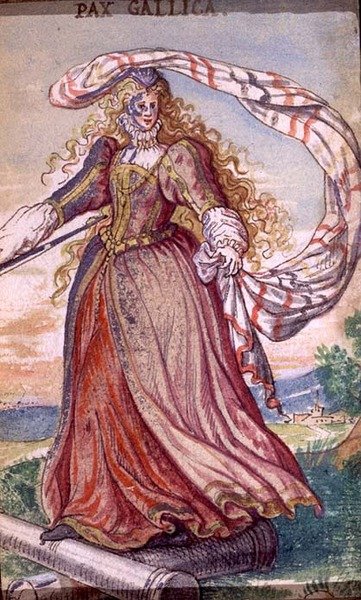 Pax Gallica, en personifiering av fransk fred, ca 1640 (gouache på veläng) av German School