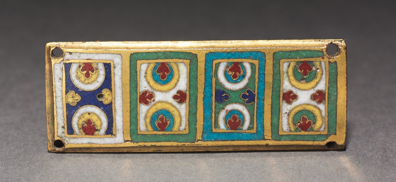 Plaque from a Reliquary Shrine, c.1170 (förgylld koppar, champlevé & cloisonnéemalj) av German School