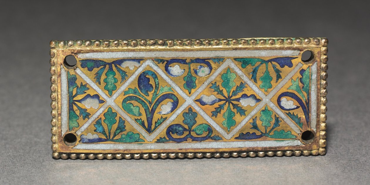 Plaque from a Reliquary Shrine, c.1170 (förgylld koppar, champlevé & cloisonnéemalj) av German School