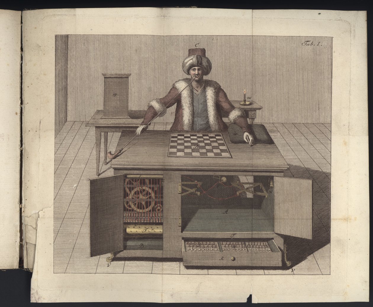 Plåt I från, Om herr von Kempelens schackspelare och hans replik, Leipzig och Dresden: Joh. Gottl. Broadhead, 1789 av German School