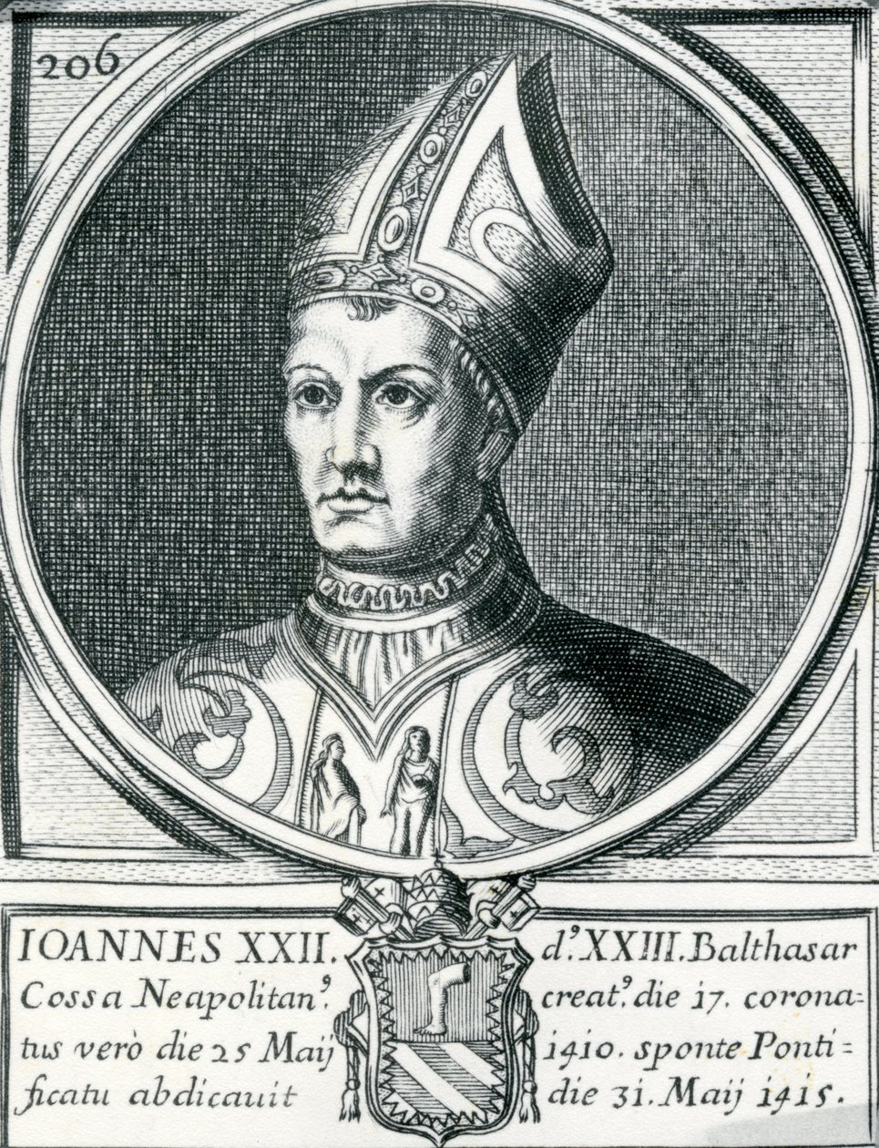Porträtt av motpåven Johannes XXIII (gravyr) av German School