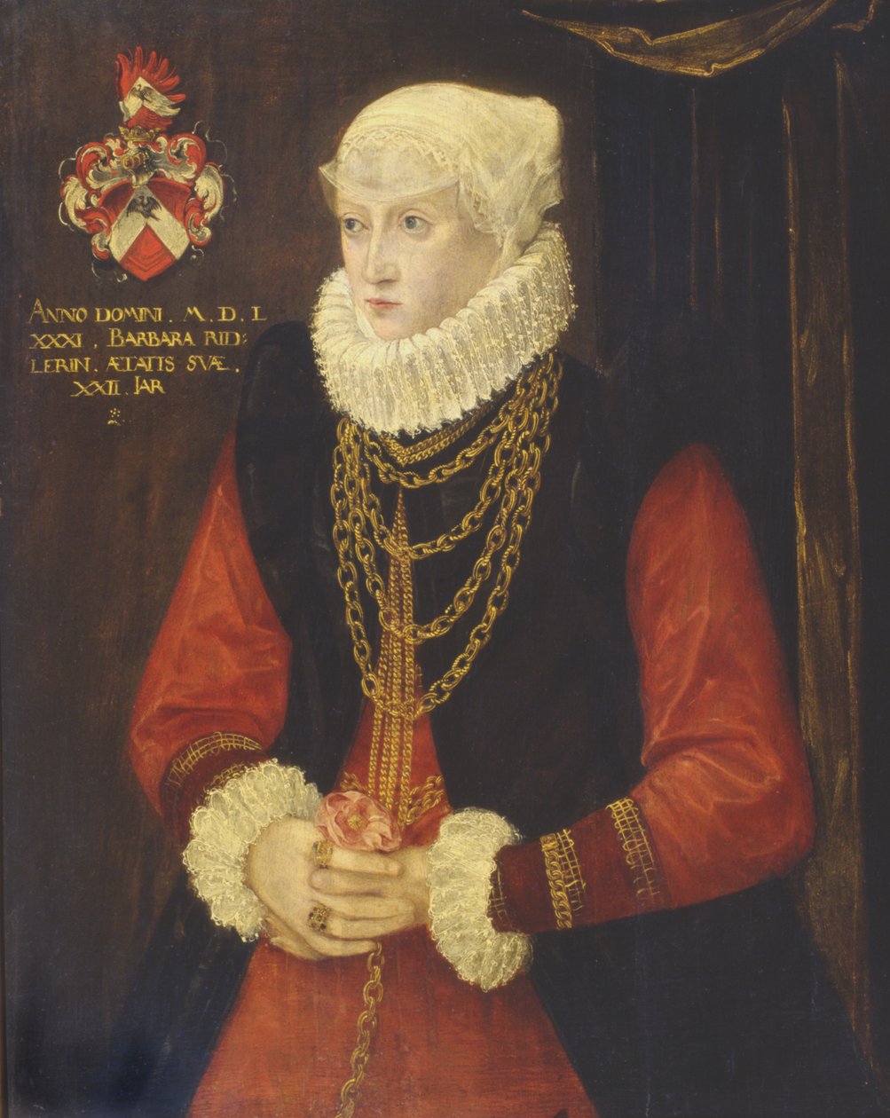 Porträtt av Barbara Ridler, 1581 av German School
