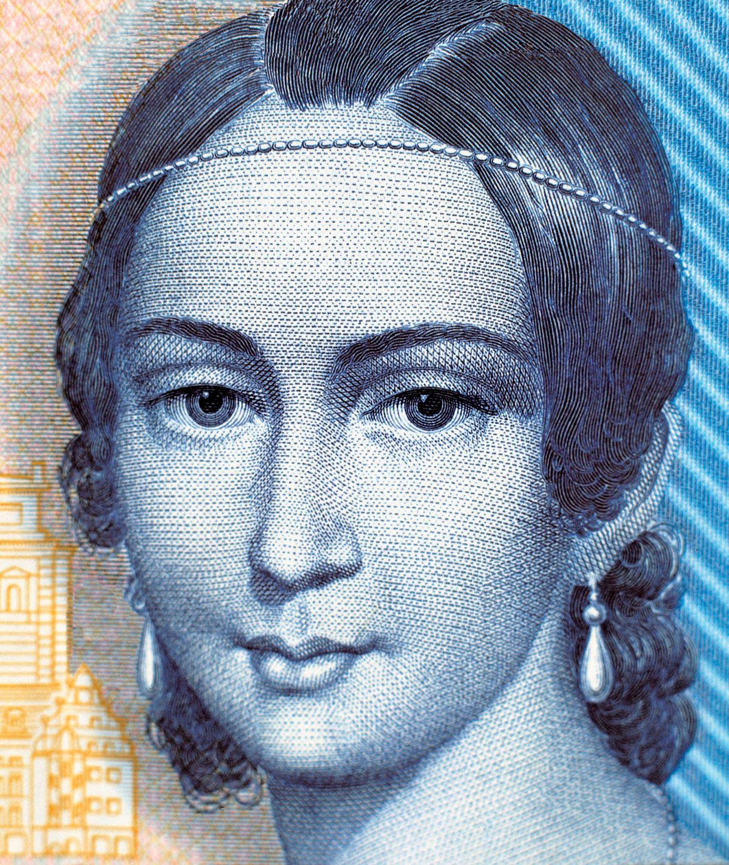 Porträtt av Clara Schumann på 100 marks sedel, framsida av German School