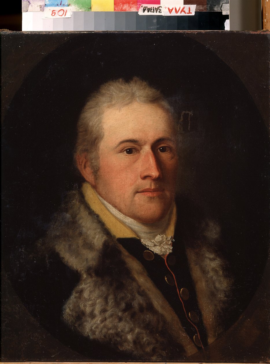 ""Porträtt av Clemens av Aachen"" Porträtt av en anmärkningsvärd troligen eller tysk borgare. Han bär en pälskrage. Målning av 1800-talets tyska skola. Statens konstmuseum, Tula, Ryssland av German School