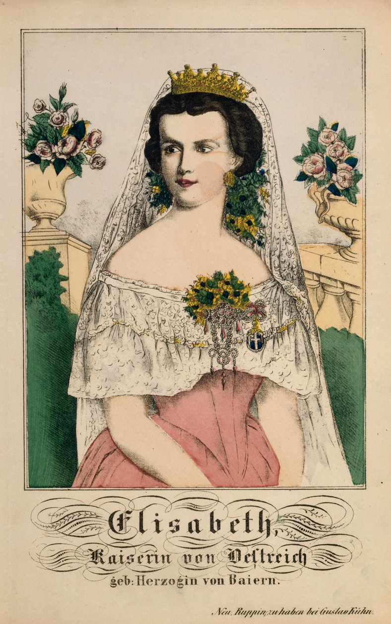 Porträtt av Elisabeth av Bayern, kejsarinna av Österrike, från Neuruppiner Bilderbogen, 1860 av German School