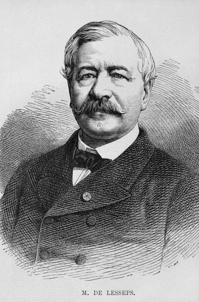 Porträtt av Ferdinand Marie de Lesseps (1805-94), från LEgypte av Georg Moritz Ebers (1837-98), 1881 (bw gravyr) av German School