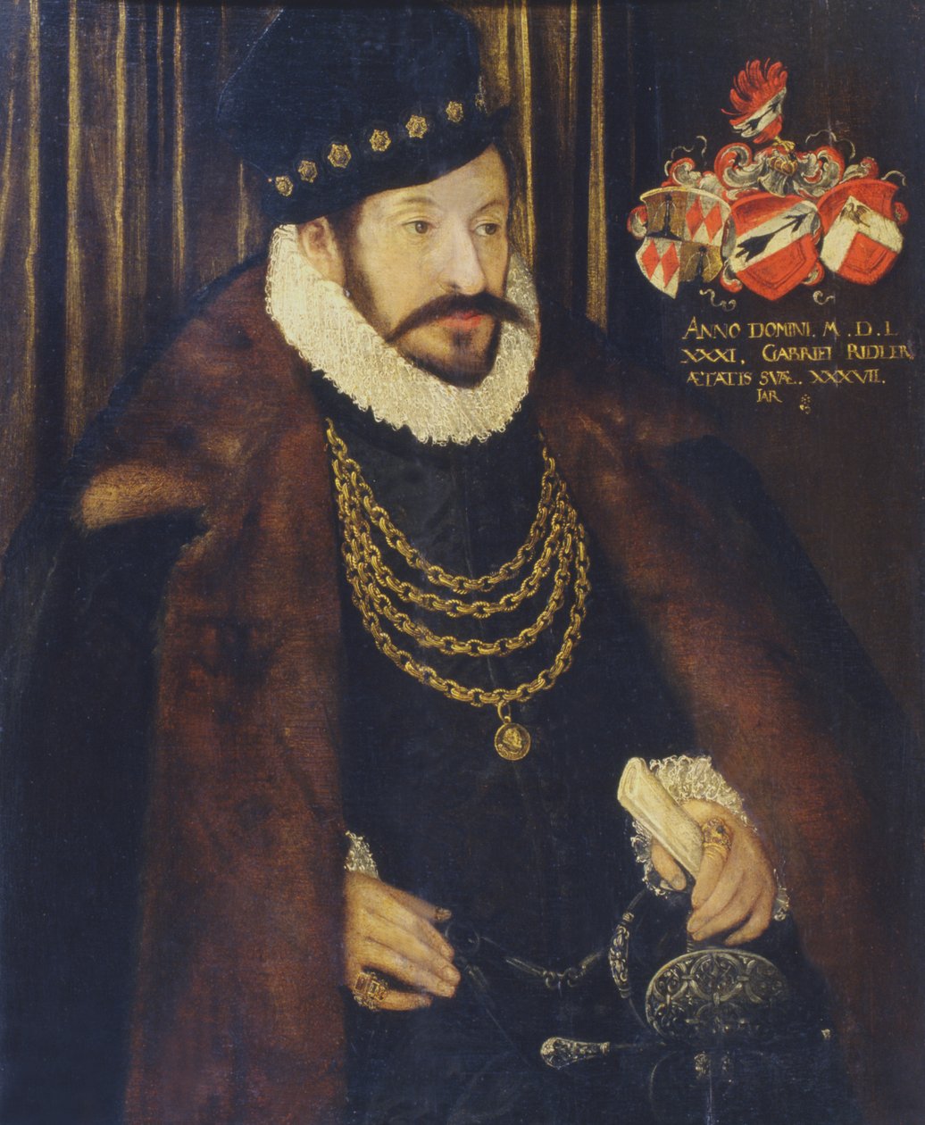 Porträtt av Gabriel Ridler, 1581 av German School