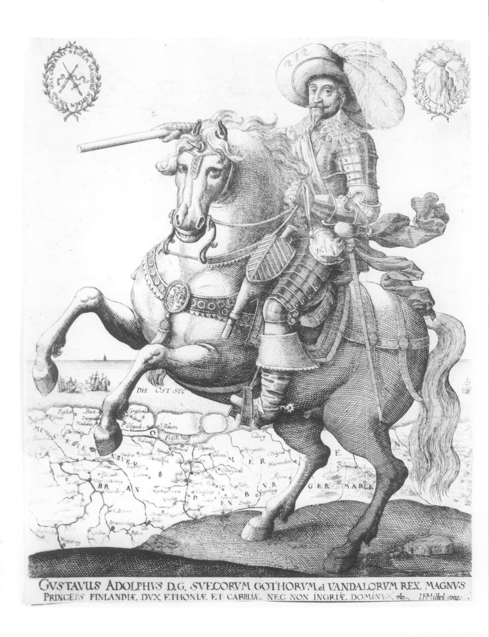 Porträtt av Gustavus Adolf II, Sveriges kung (1594-1632) av German School