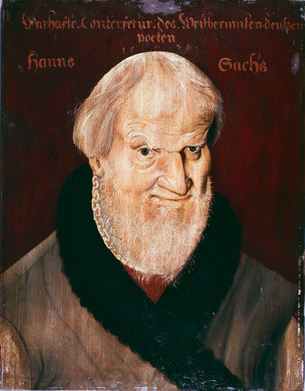 Porträtt av Hans Sachs (olja på duk) av German School