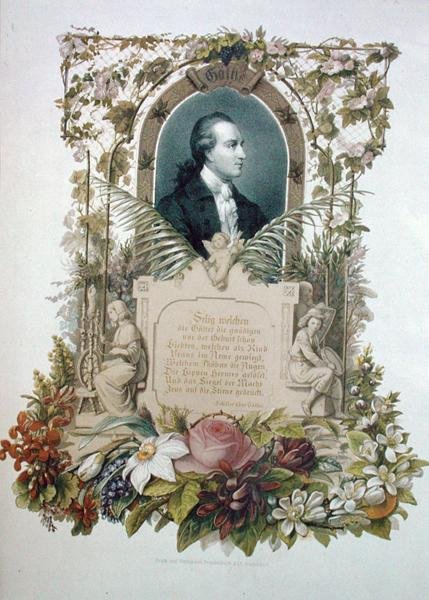 Porträtt av Johann Wolfgang von Goethe (1749-1832) poet och dramatiker av German School