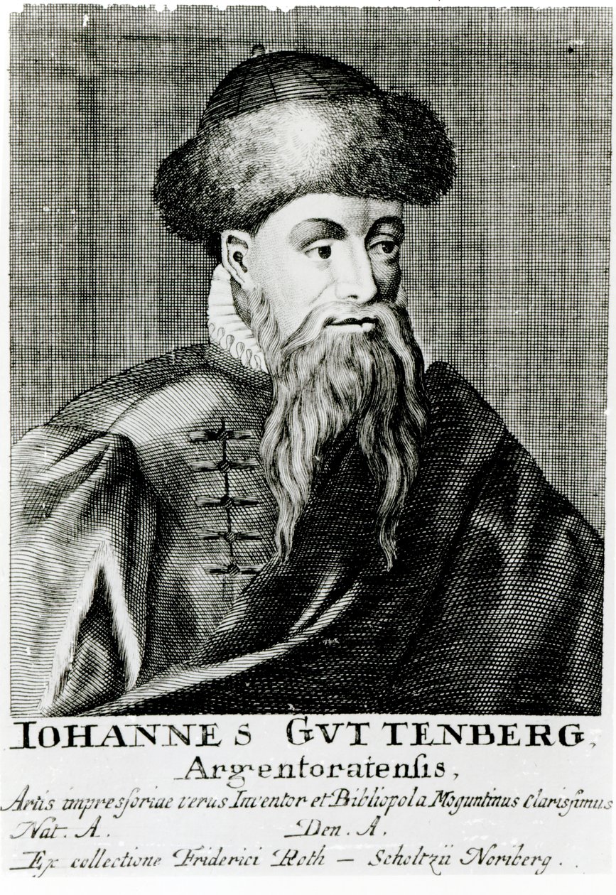 Porträtt av Johannes Gutenberg av German School