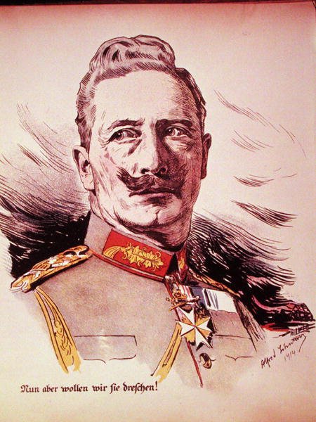 Porträtt av Kaiser Wilhelm II (1859-1941) 1914 (lito i färg) av German School