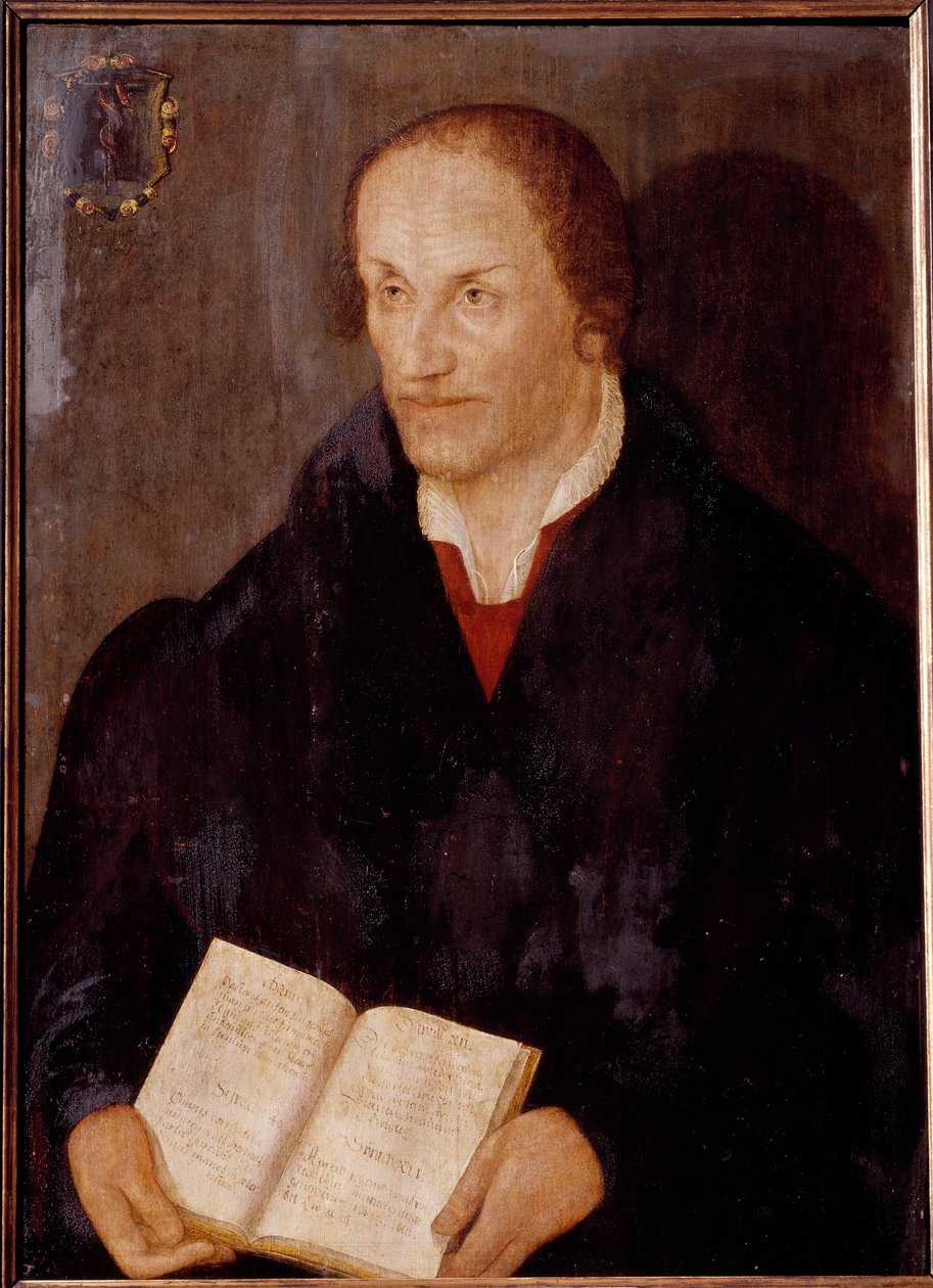 Porträtt av Philippe Melanchton (Philipp Melantone eller Melanchthon av German School