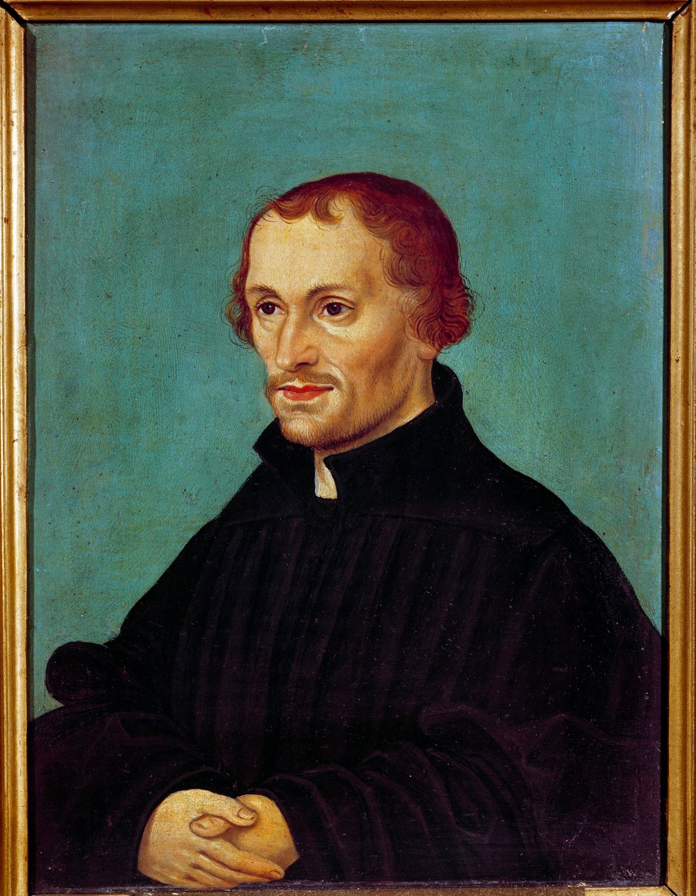 Porträtt av Philippe Melanchton (Philipp Melantone eller Melanchthon eller Schwartzerd av German School