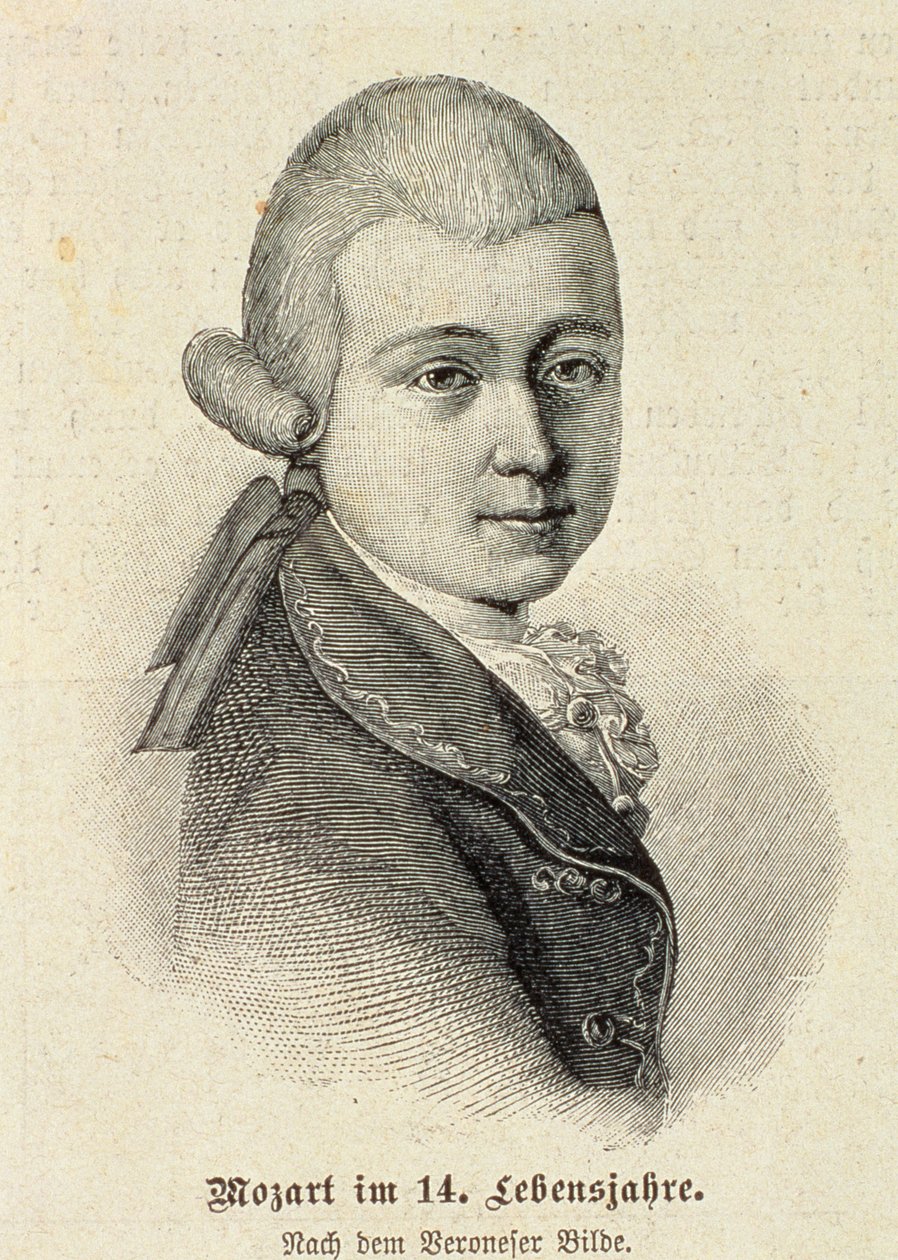 Porträtt av Wolfgang Amadeus Mozart (1756-91) av German School