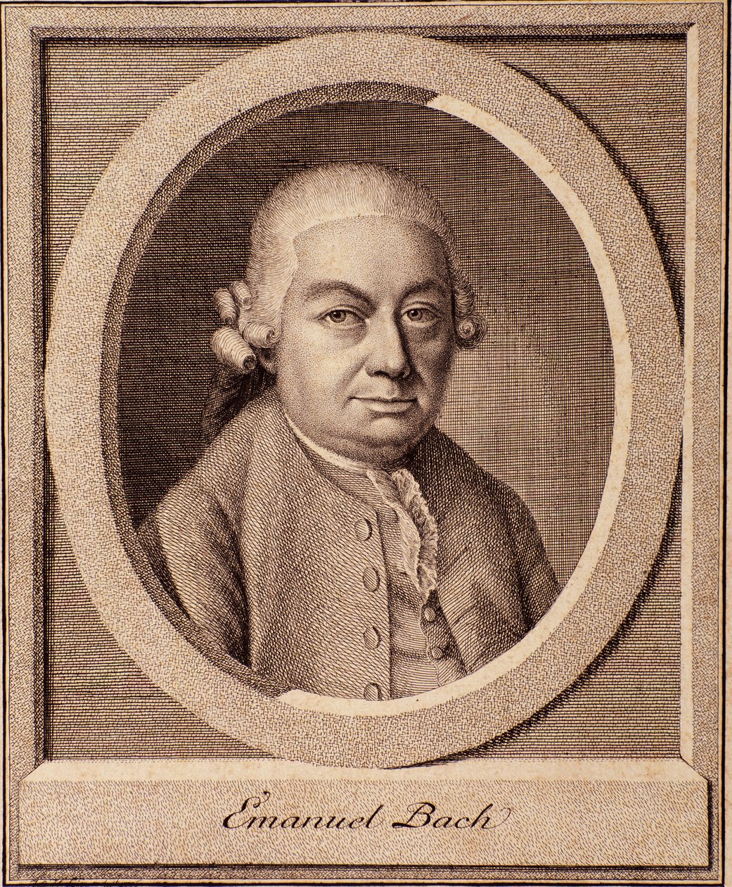 Porträtt av den tyske kompositören Carl Philipp Emanuel Bach (1714-1788) son till Johann Sebastian Bach av German School