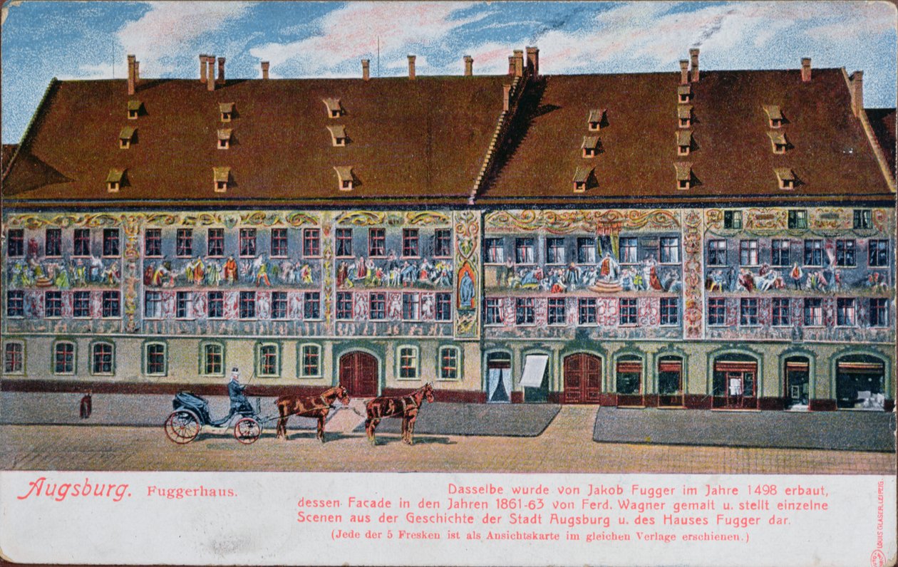 Vykort föreställande Fuggerhaus, Augsburg av German School