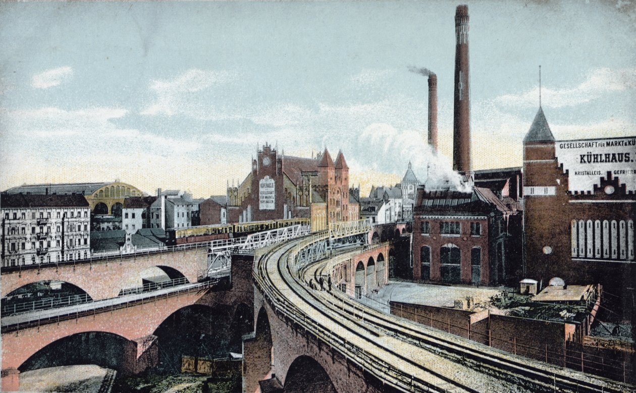 Vykort föreställande Overground Metro i Berlin, före 1910 av German School