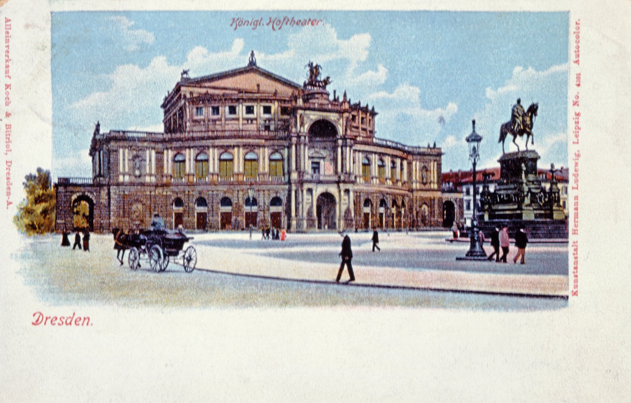 Vykort föreställande Semper Opera House, Dresden, ca 1900 av German School