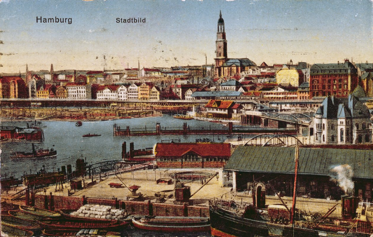 Vykort från Hamburg, ca 1910 (färgat foto) av German School